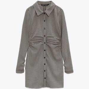 Zara houndstooth shirt dress size small nwt